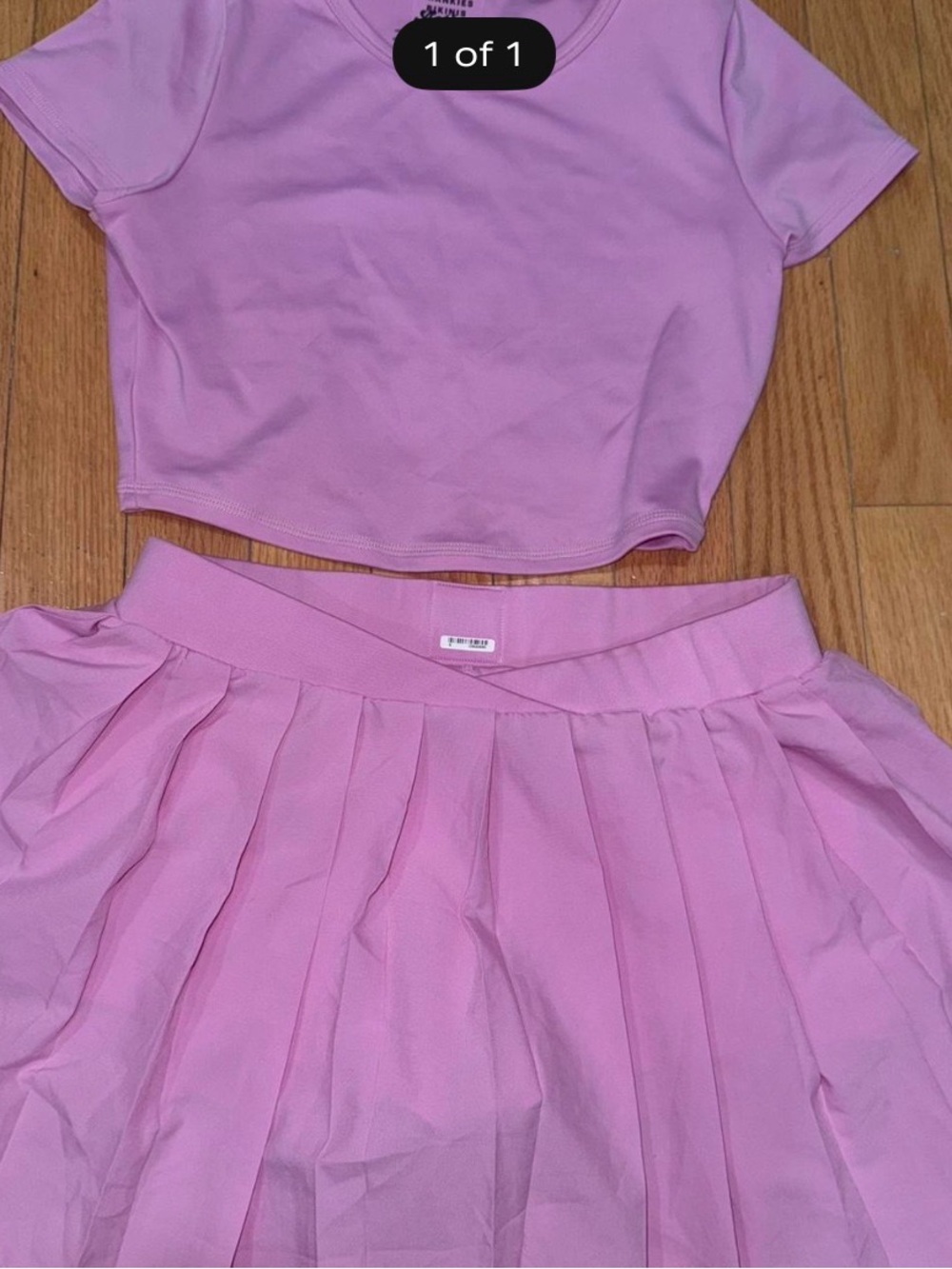 Frankie's Bikinis Pink Pleated Mini Skirt Set